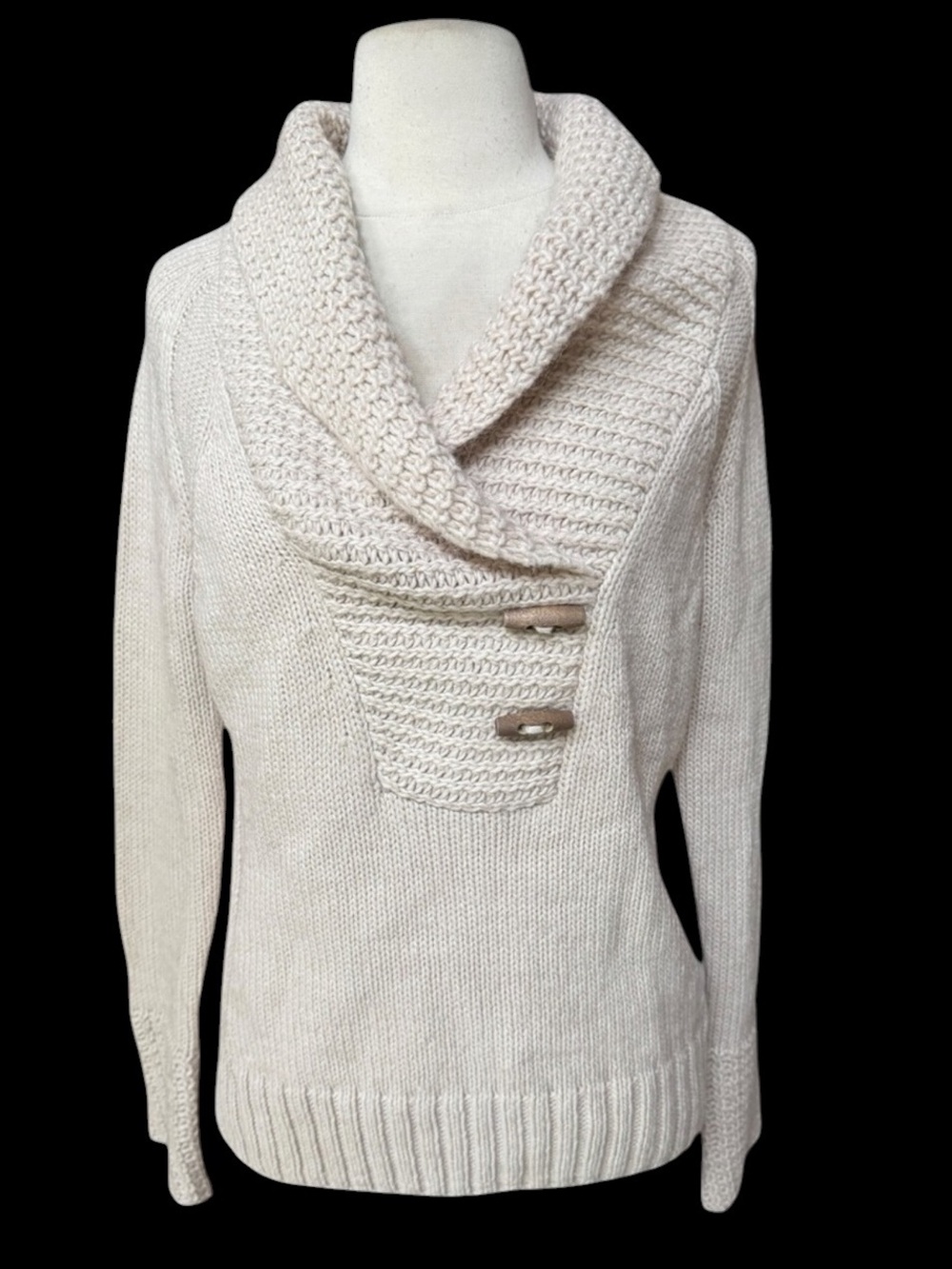 2010s Gander Mountain Oatmeal Wool/Alpaca Chunky Knit Pullover Sweater